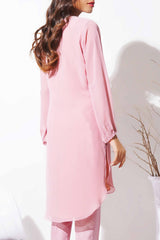 Tea Pink Schiffli Georgette Chiffon Salwar Kameez (3-Piece) - Image 8