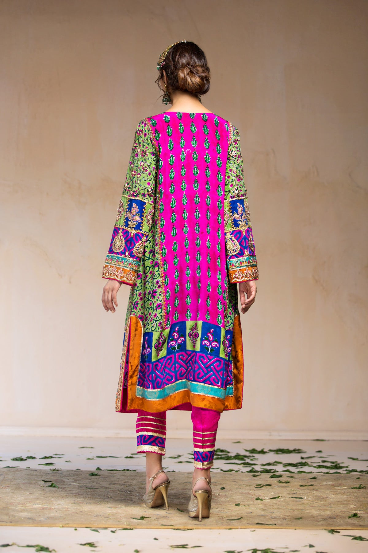Pakistani Pink & Green Block Print Grip Shirt (2-Piece) - Image 3