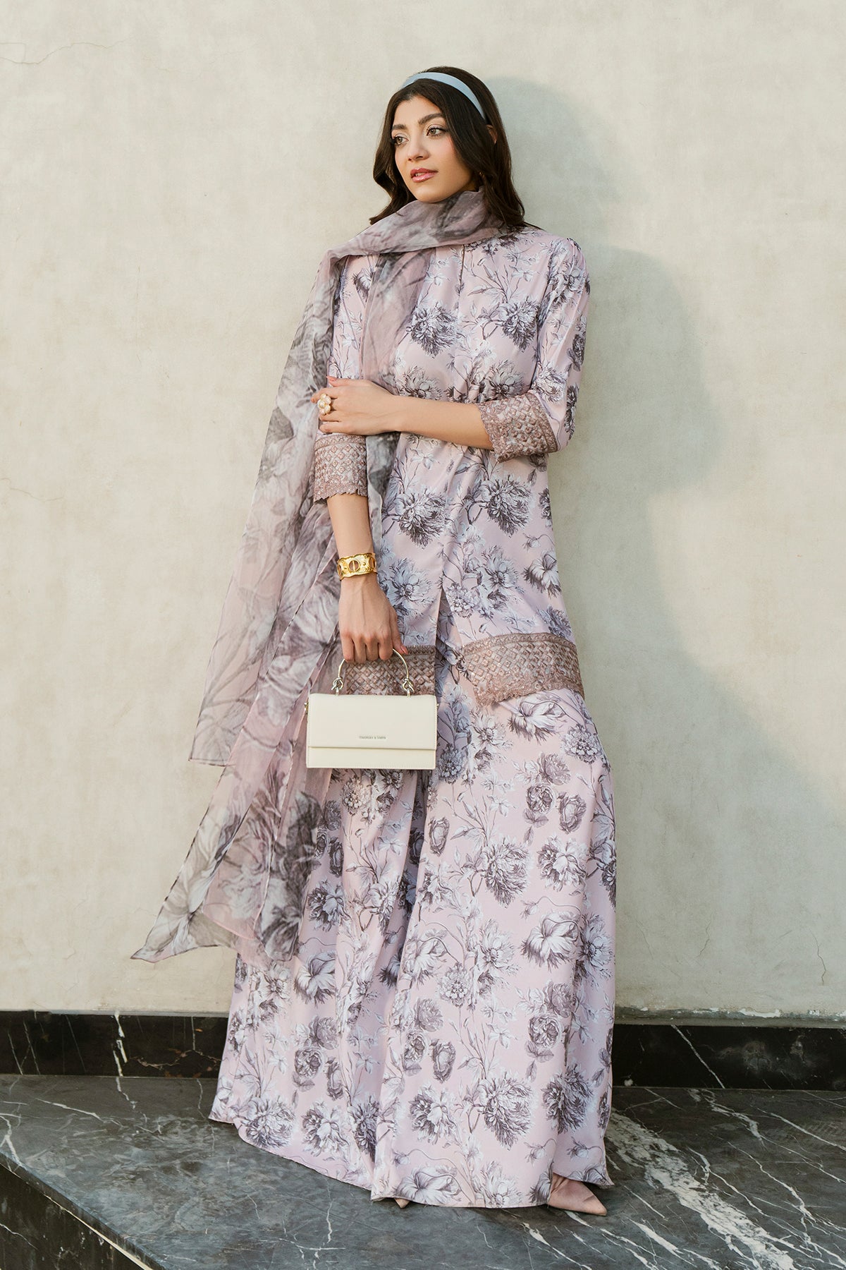 Onion Pink Floral Grip Silk Salwar Kameez (3-Piece) - Image 6