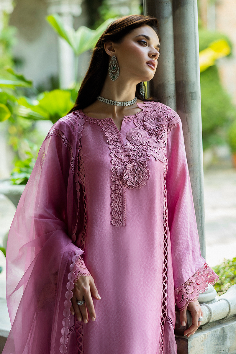 Pakistani Pink Jacquard Salwar Kameez with Organza Dupatta (3-Piece) - Image 16