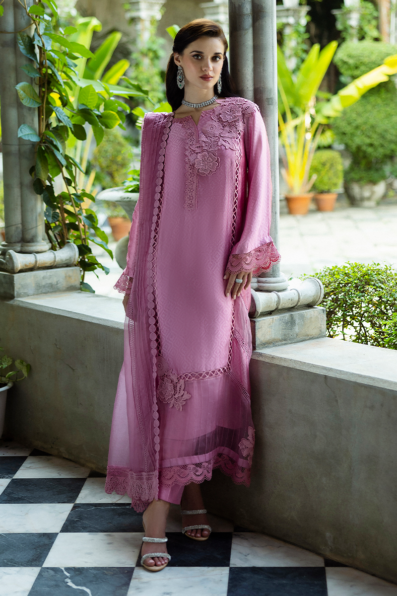 Pakistani Pink Jacquard Salwar Kameez with Organza Dupatta (3-Piece) - Image 17