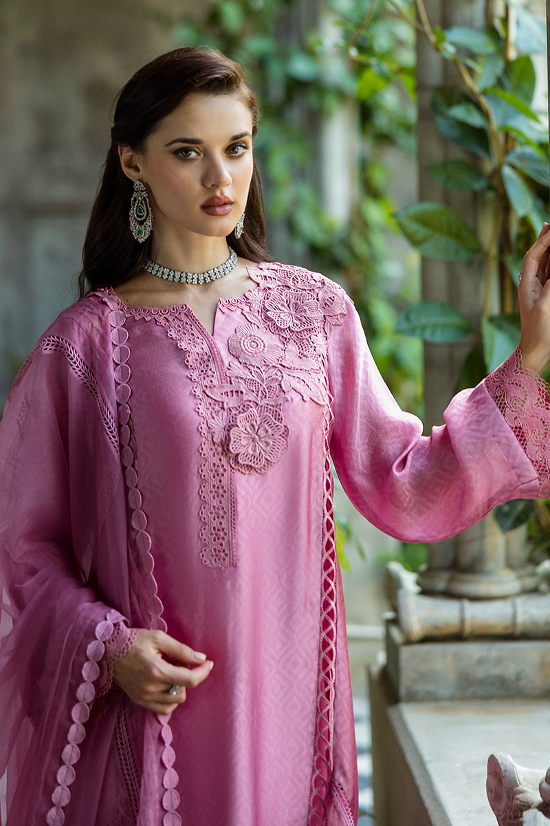 Pakistani Pink Jacquard Salwar Kameez with Organza Dupatta (3-Piece) - Image 18