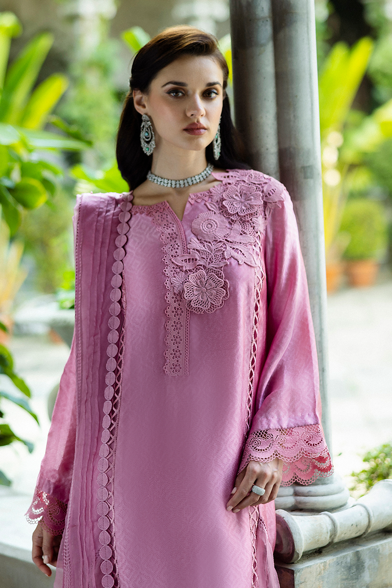 Pakistani Pink Jacquard Salwar Kameez with Organza Dupatta (3-Piece) - Image 4