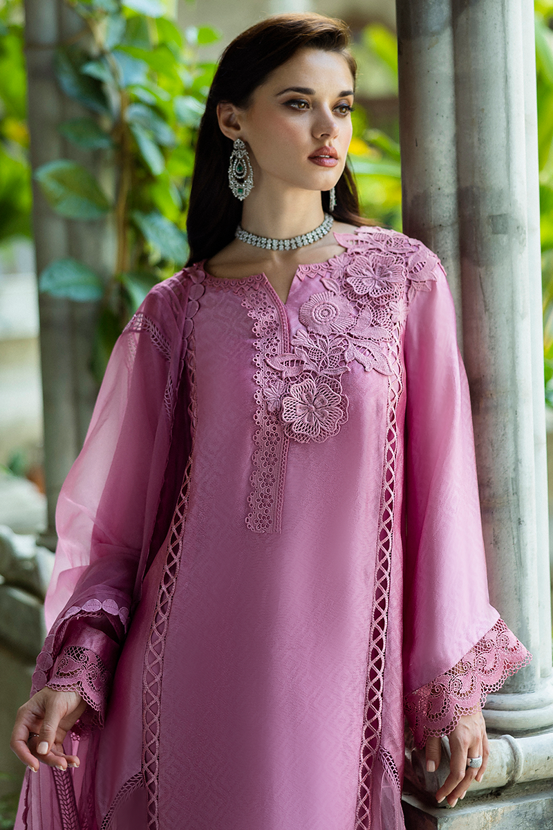 Pakistani Pink Jacquard Salwar Kameez with Organza Dupatta (3-Piece) - Image 7