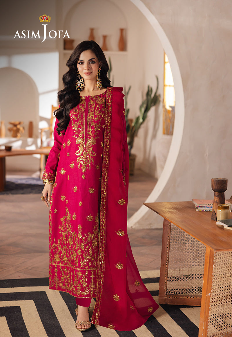Magenta Embroidered Jumbo Silk 3-Piece Suit - Image 1