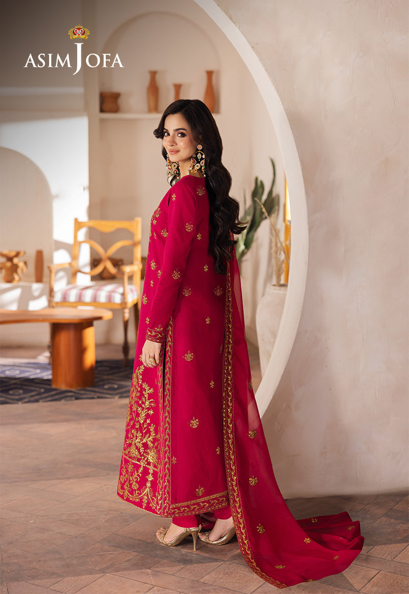 Magenta Embroidered Jumbo Silk 3-Piece Suit - Image 2