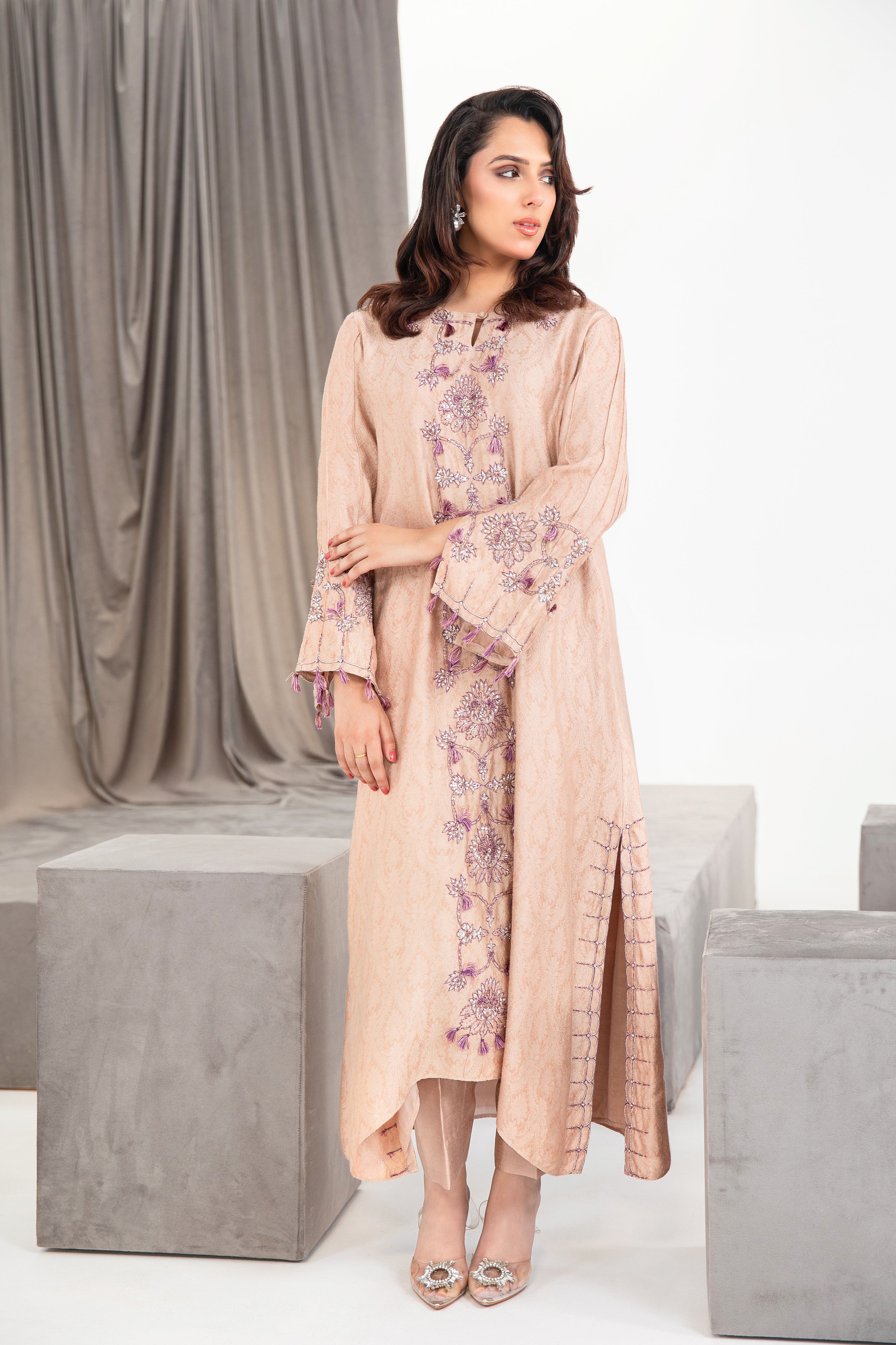 Blush Embellished Khaddi Cotton Salwar Kameez (2-Piece) - Image 1