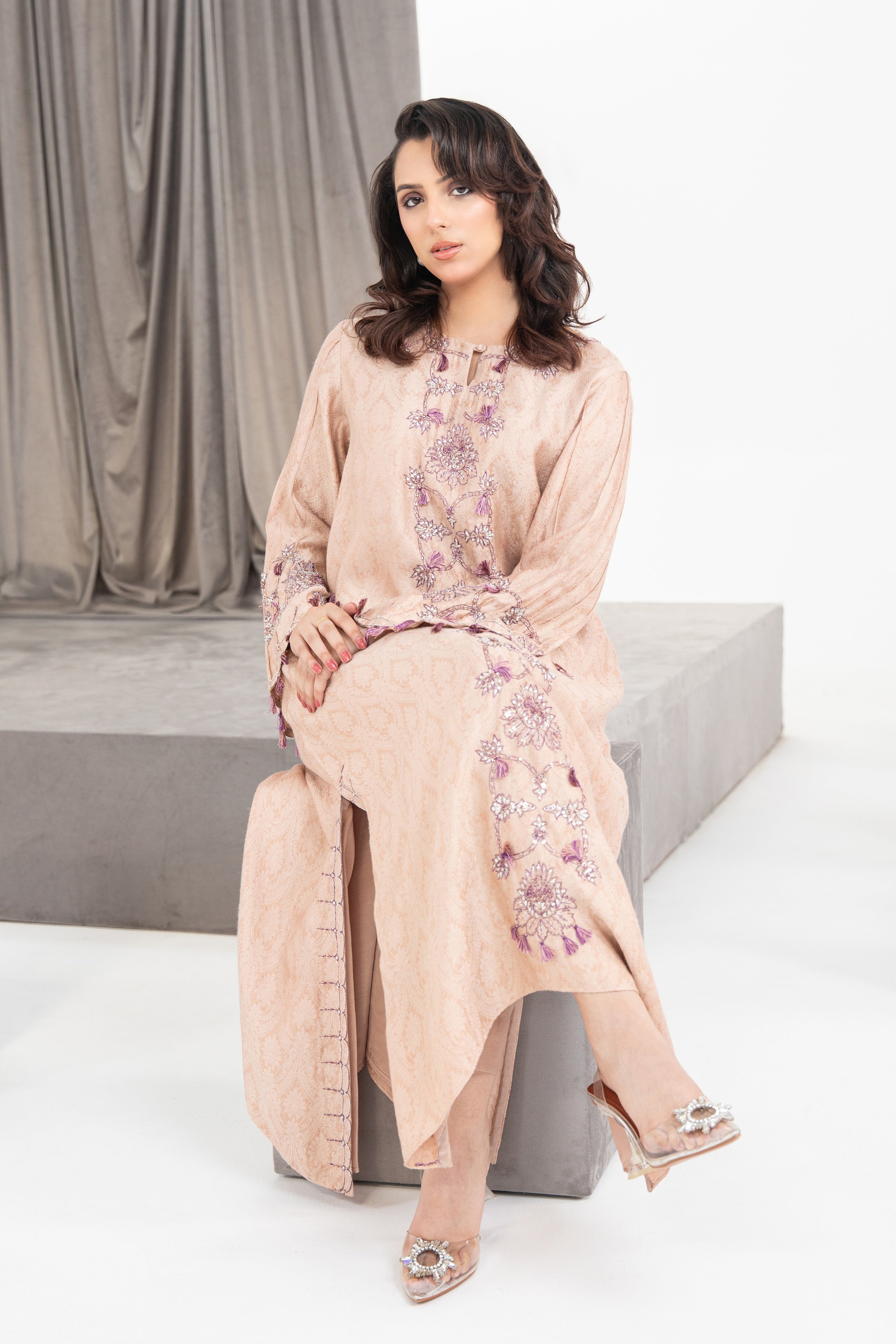 Blush Embellished Khaddi Cotton Salwar Kameez (2-Piece) - Image 2