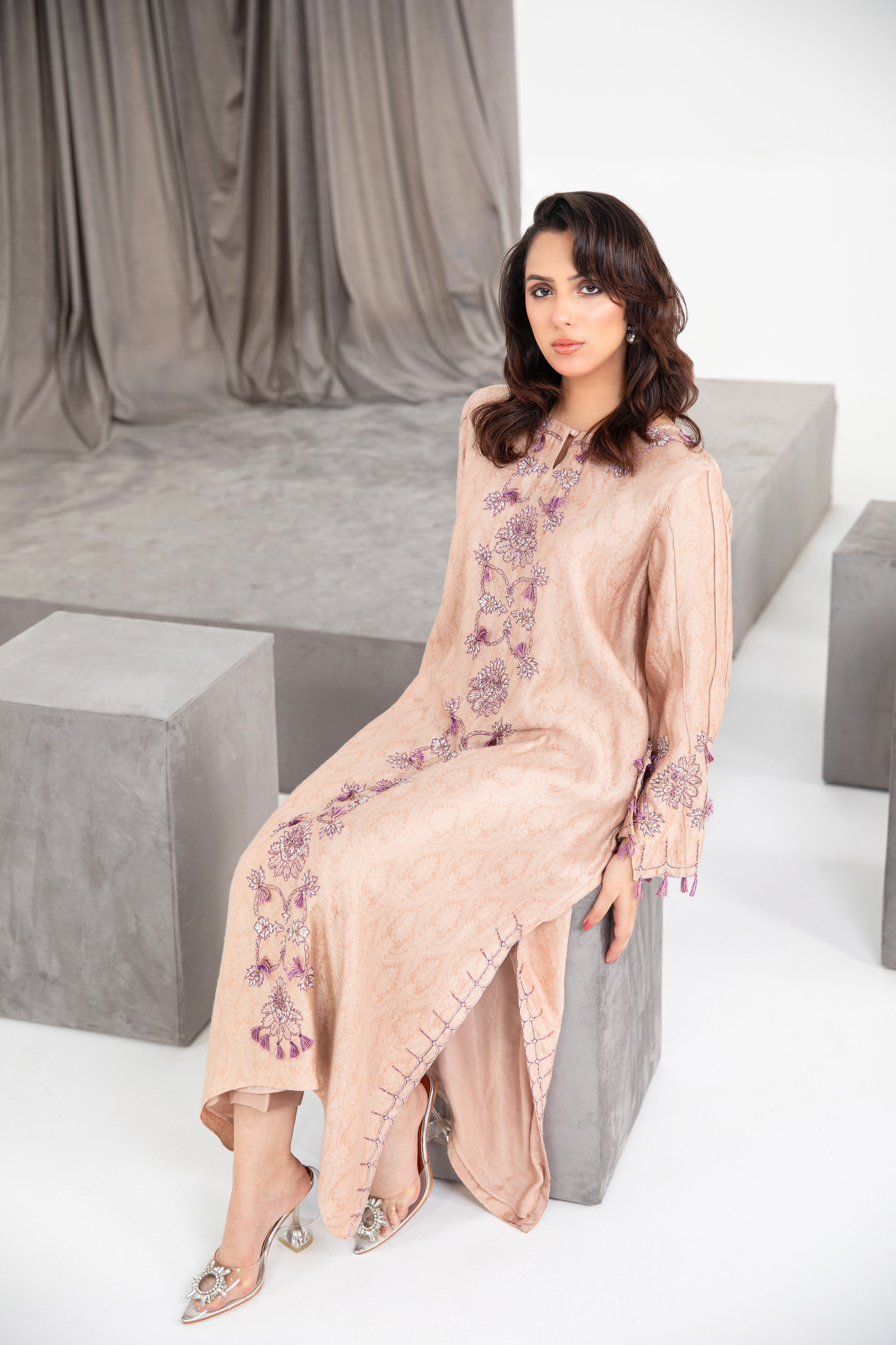 Blush Embellished Khaddi Cotton Salwar Kameez (2-Piece) - Image 3
