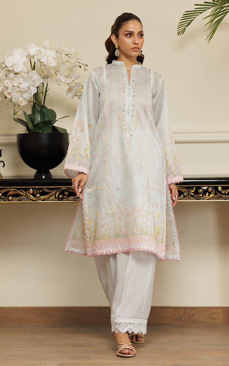 Pastel Embroidered Khaddi Net Tunic (2-Piece) - Image 1