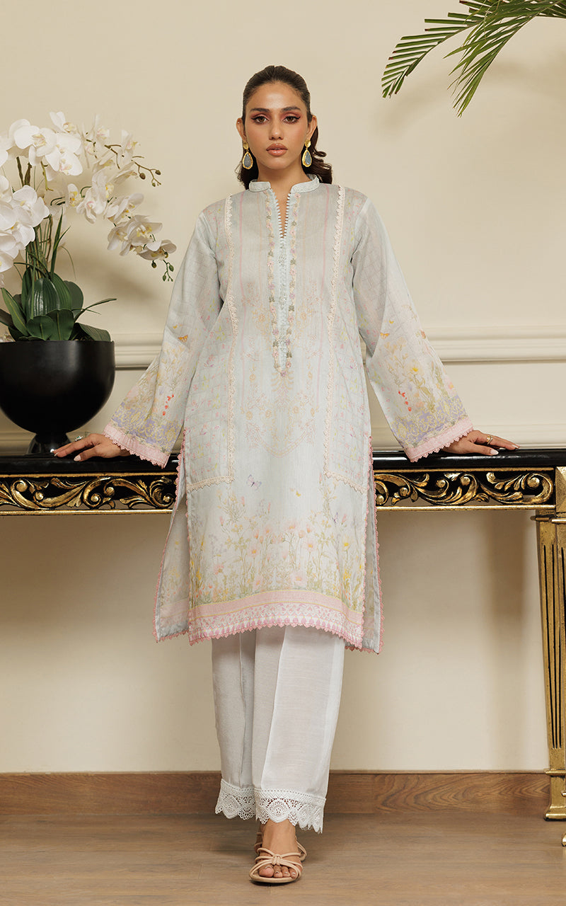 Pastel Embroidered Khaddi Net Tunic (2-Piece) - Image 3