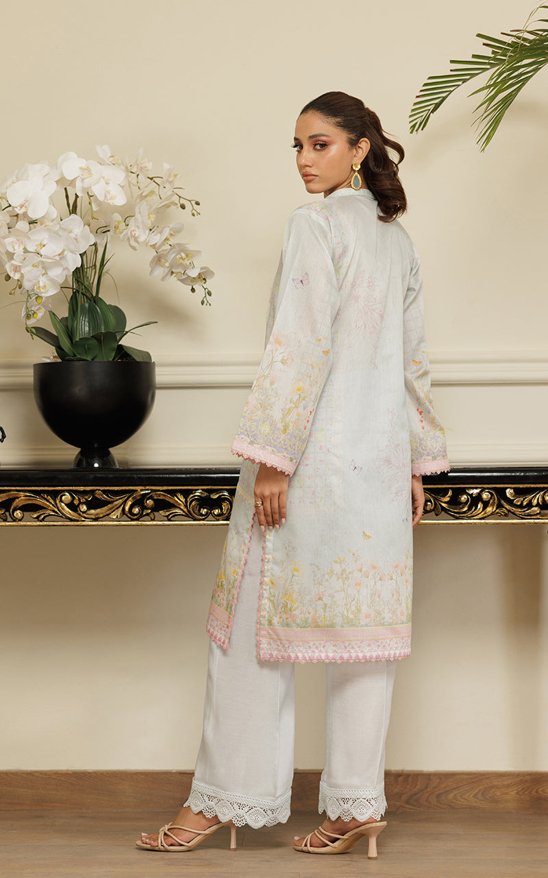 Pastel Embroidered Khaddi Net Tunic (2-Piece) - Image 7