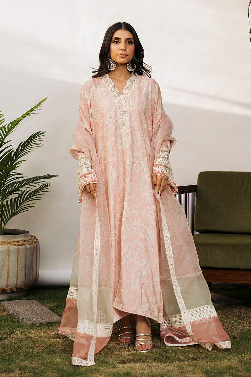 Powder Pink Embroidered Khaddi Silk Salwar Kameez (3-Piece) - Image 1