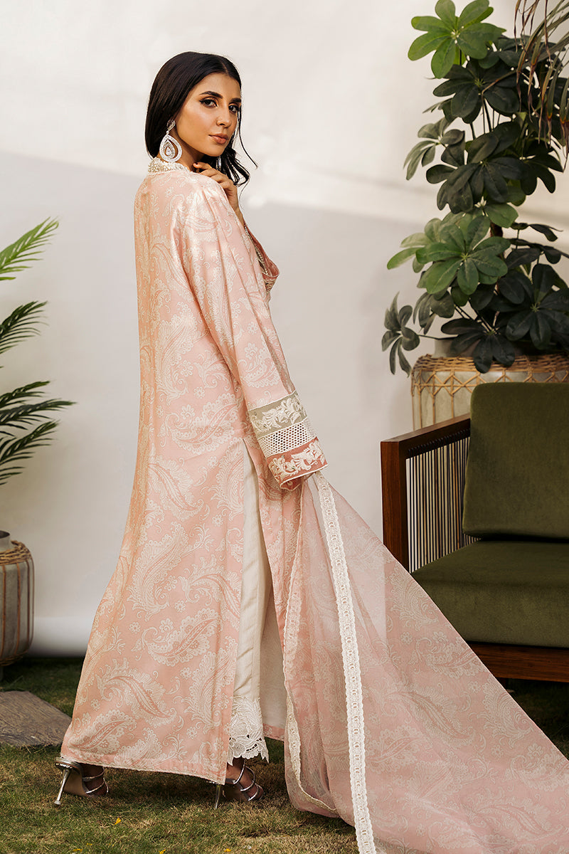 Powder Pink Embroidered Khaddi Silk Salwar Kameez (3-Piece) - Image 3