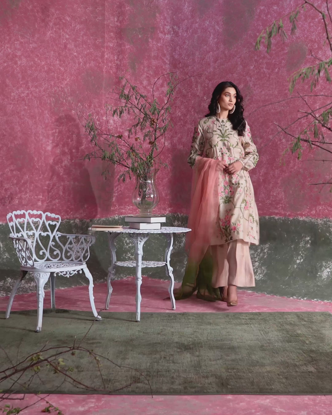 Almond Blush Embroidered Khadi Silk Salwar Kameez (3-Piece) - Image 4