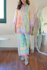 Pink Blue Yellow Printed Silk Co-ord Set (2-Piece) - Image 2