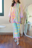 Pink Blue Yellow Printed Silk Co-ord Set (2-Piece) - Image 4
