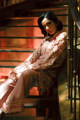 Pakistani Peach Cutwork Lace Salwar Kameez (2-Piece) - Image 3