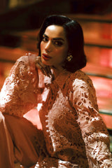 Pakistani Peach Cutwork Lace Salwar Kameez (2-Piece) - Image 5