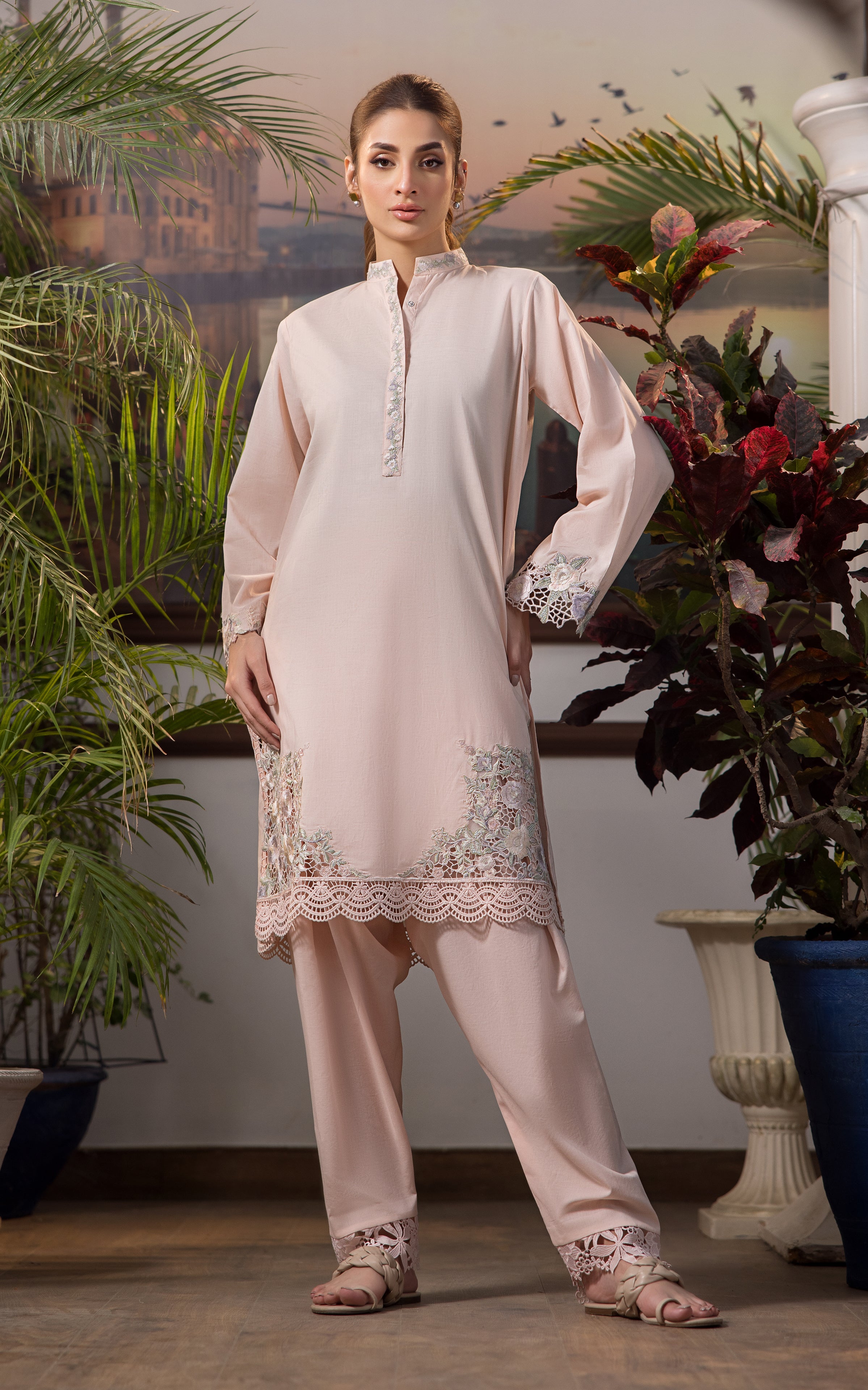 Blush Pink Embroidered Lawn 2-Piece Suit - Image 1