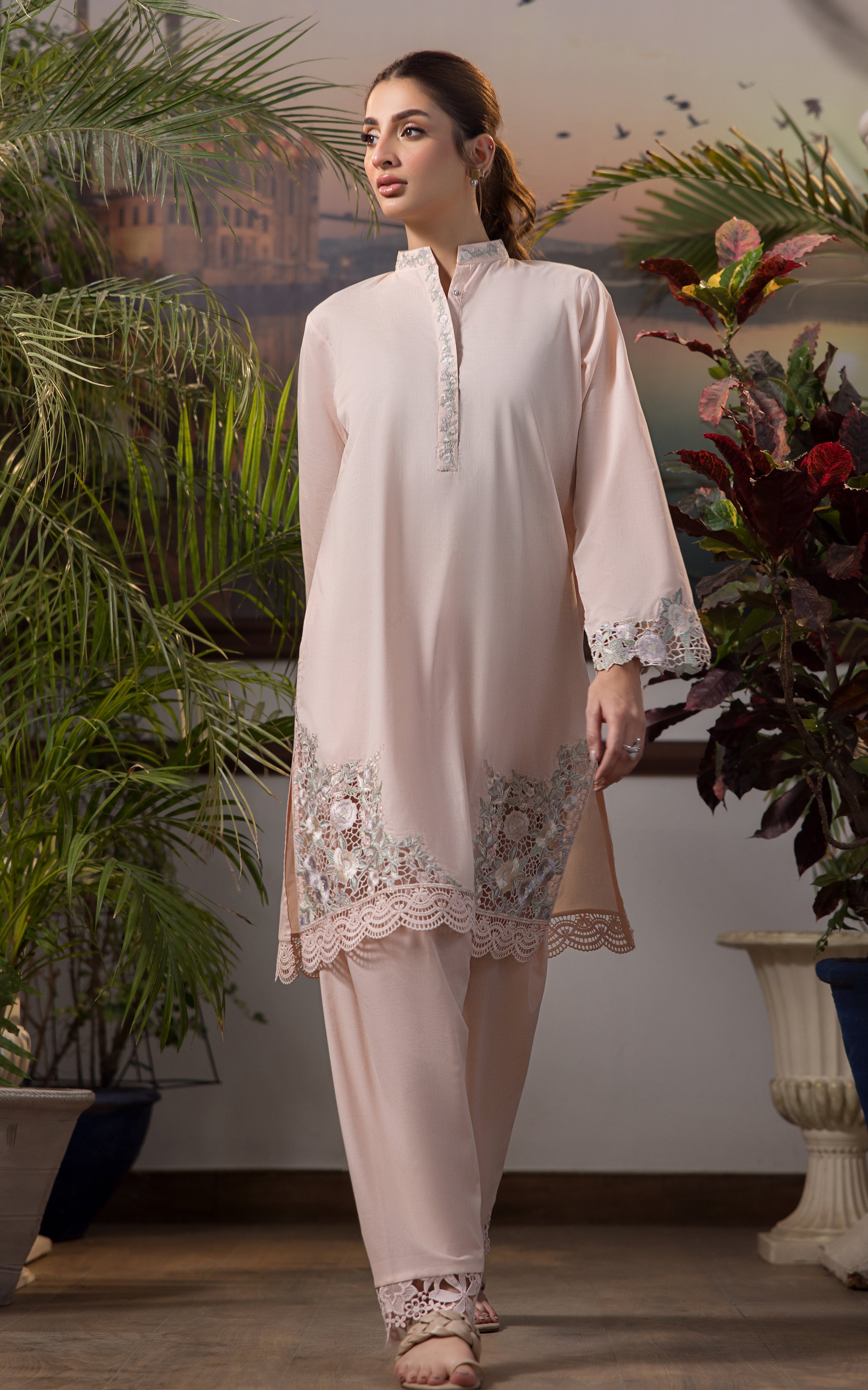 Blush Pink Embroidered Lawn 2-Piece Suit - Image 7