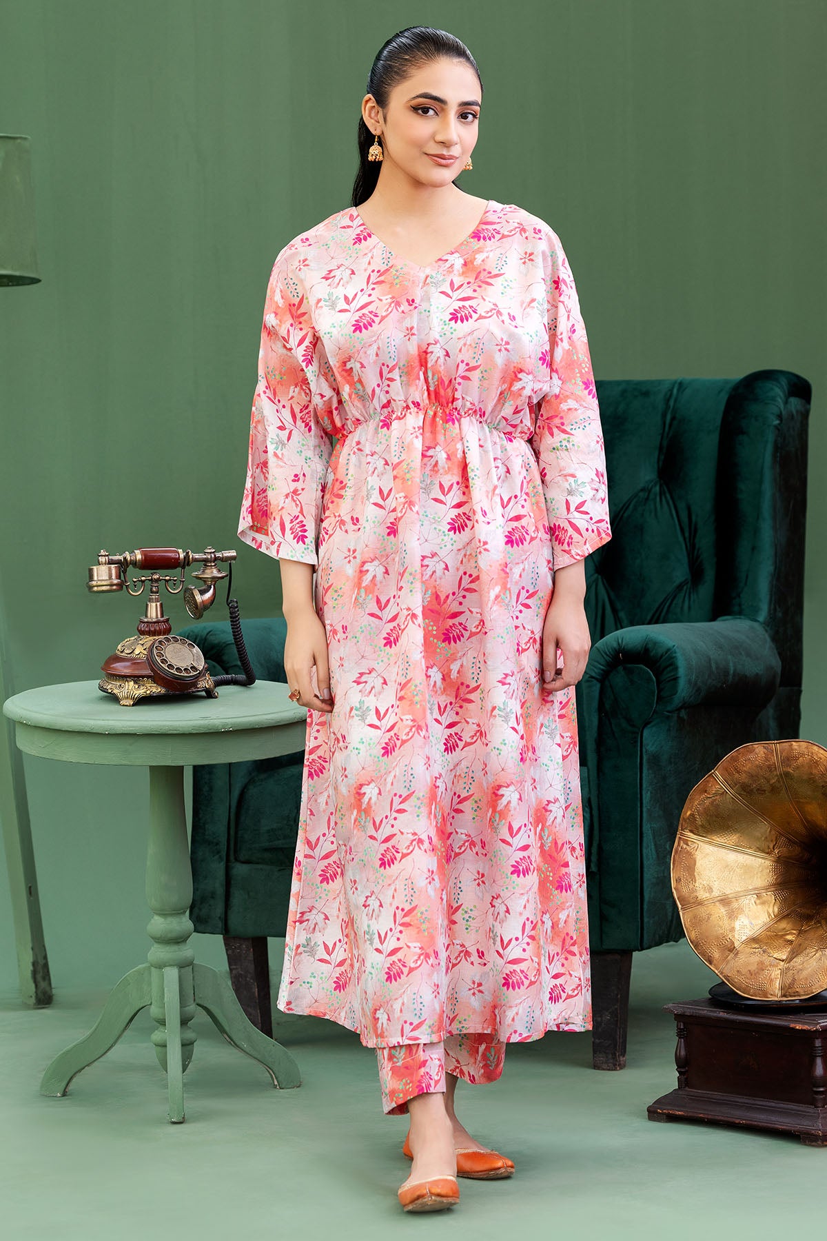 Pakistani Pink Digital Printed Lawn Salwar Kameez (2-Piece) - Image 1