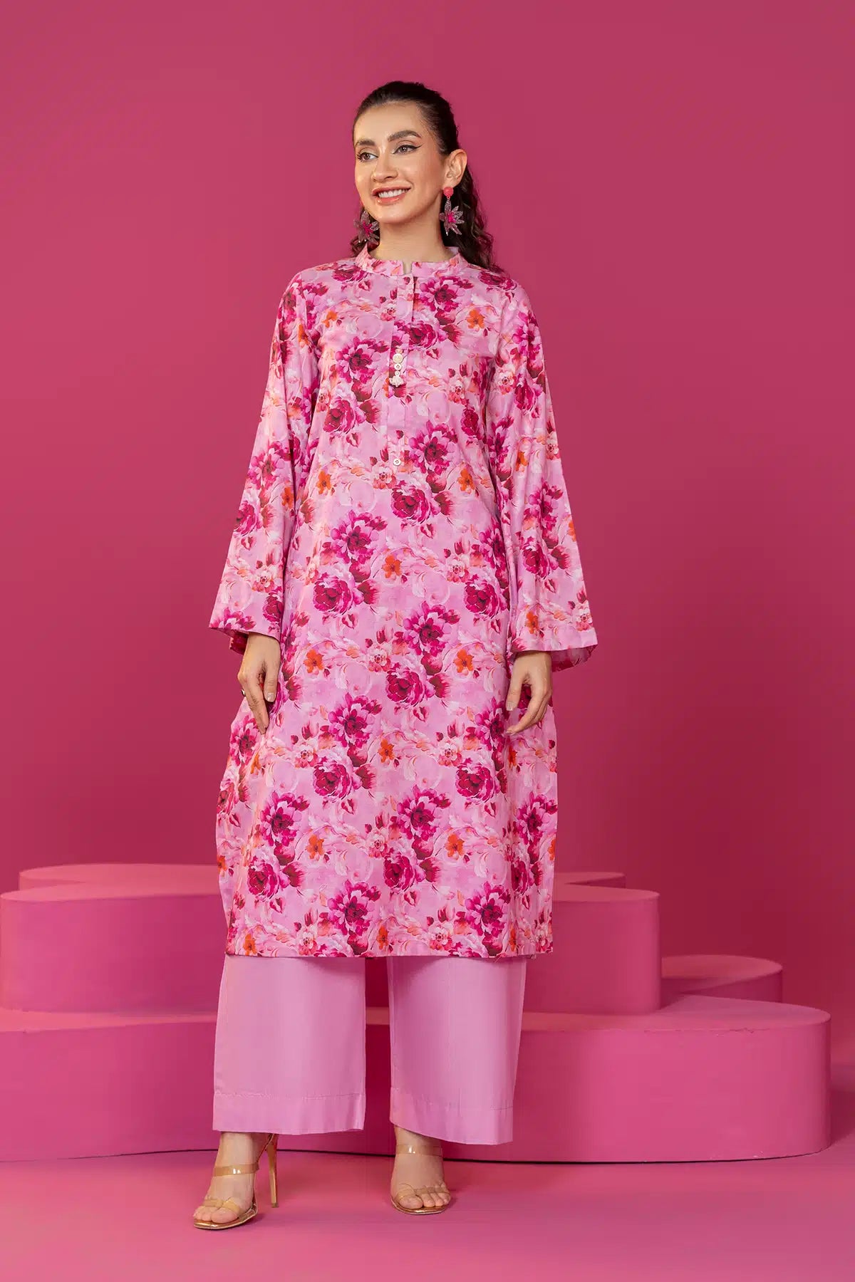 Pink Digital Printed Lawn Salwar Kameez (2-Piece) - Image 1