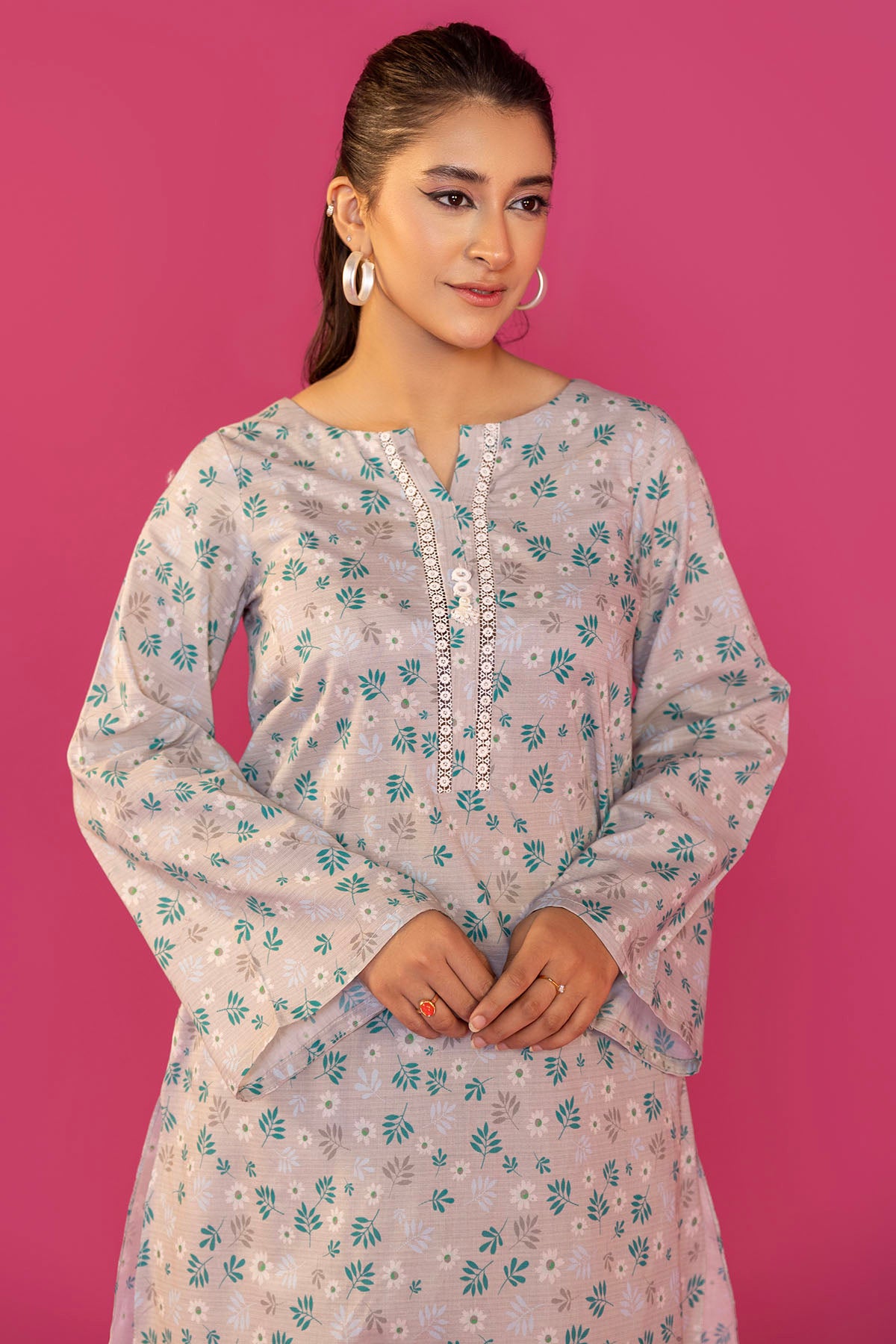 Soft Pink Digital Printed Lawn Salwar Kameez (2-Piece) - Image 2