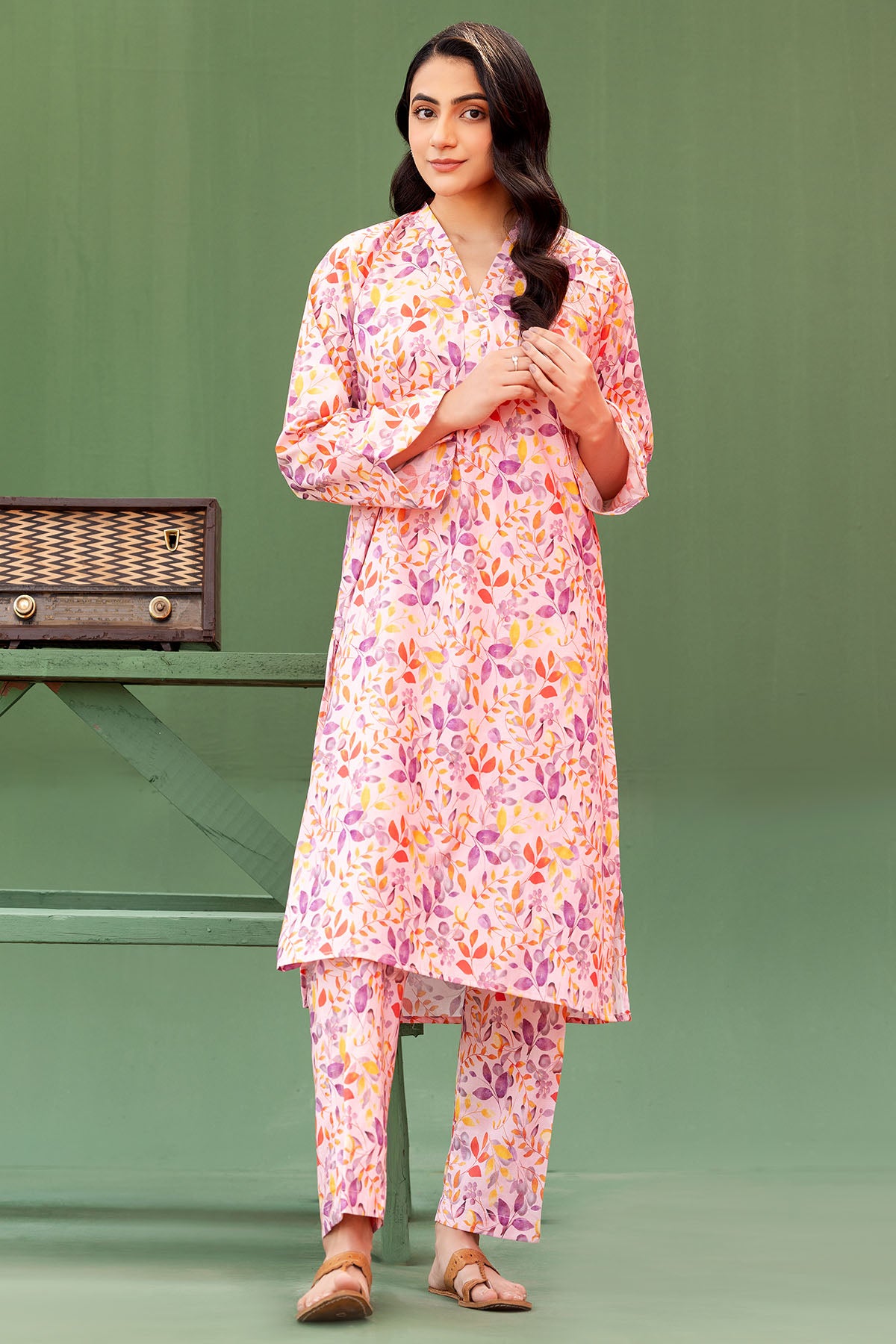 Pink Digital Printed Lawn Salwar Kameez (2-Piece) - Image 1