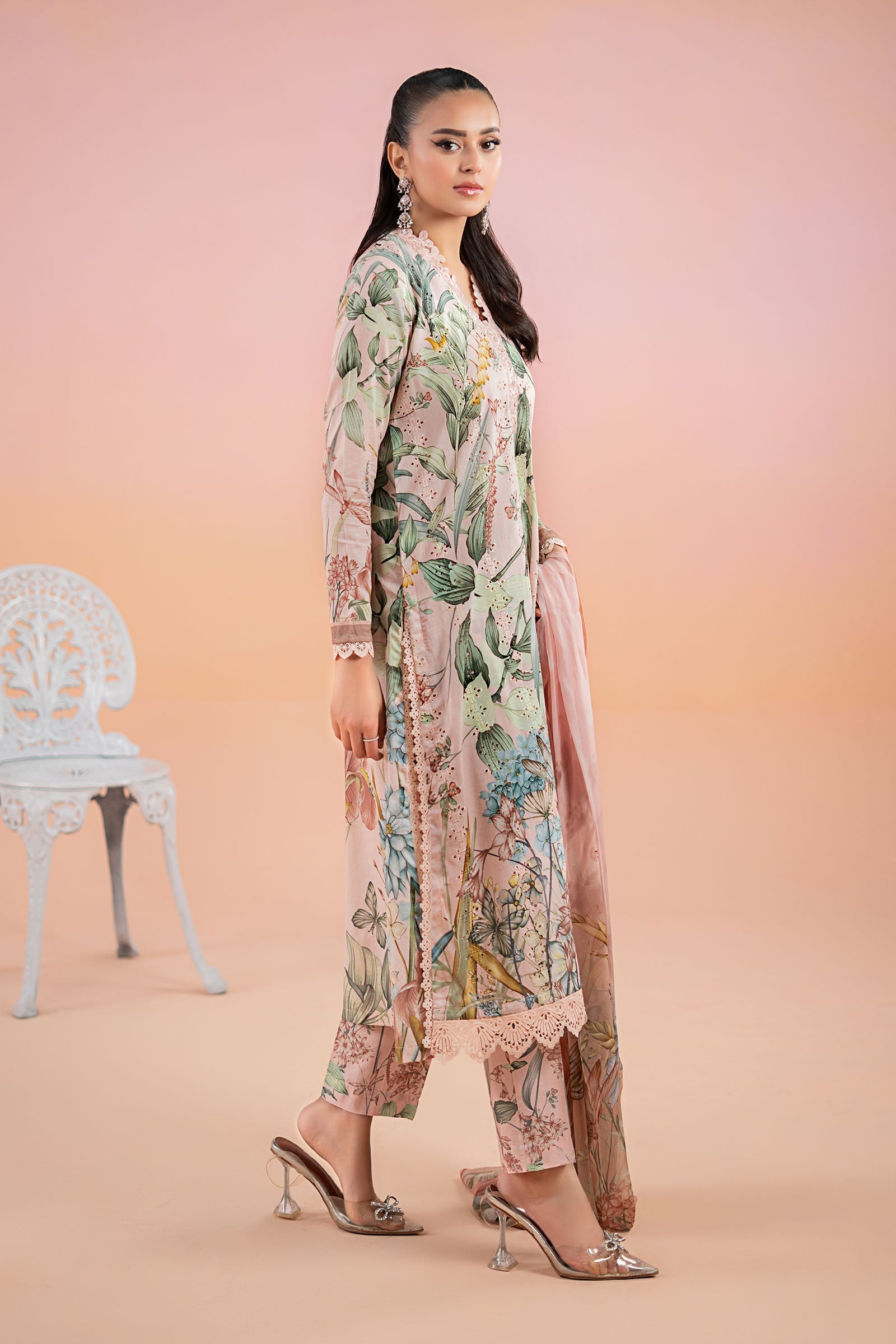 Peach Embroidered Lawn 3-Piece Suit - Image 4