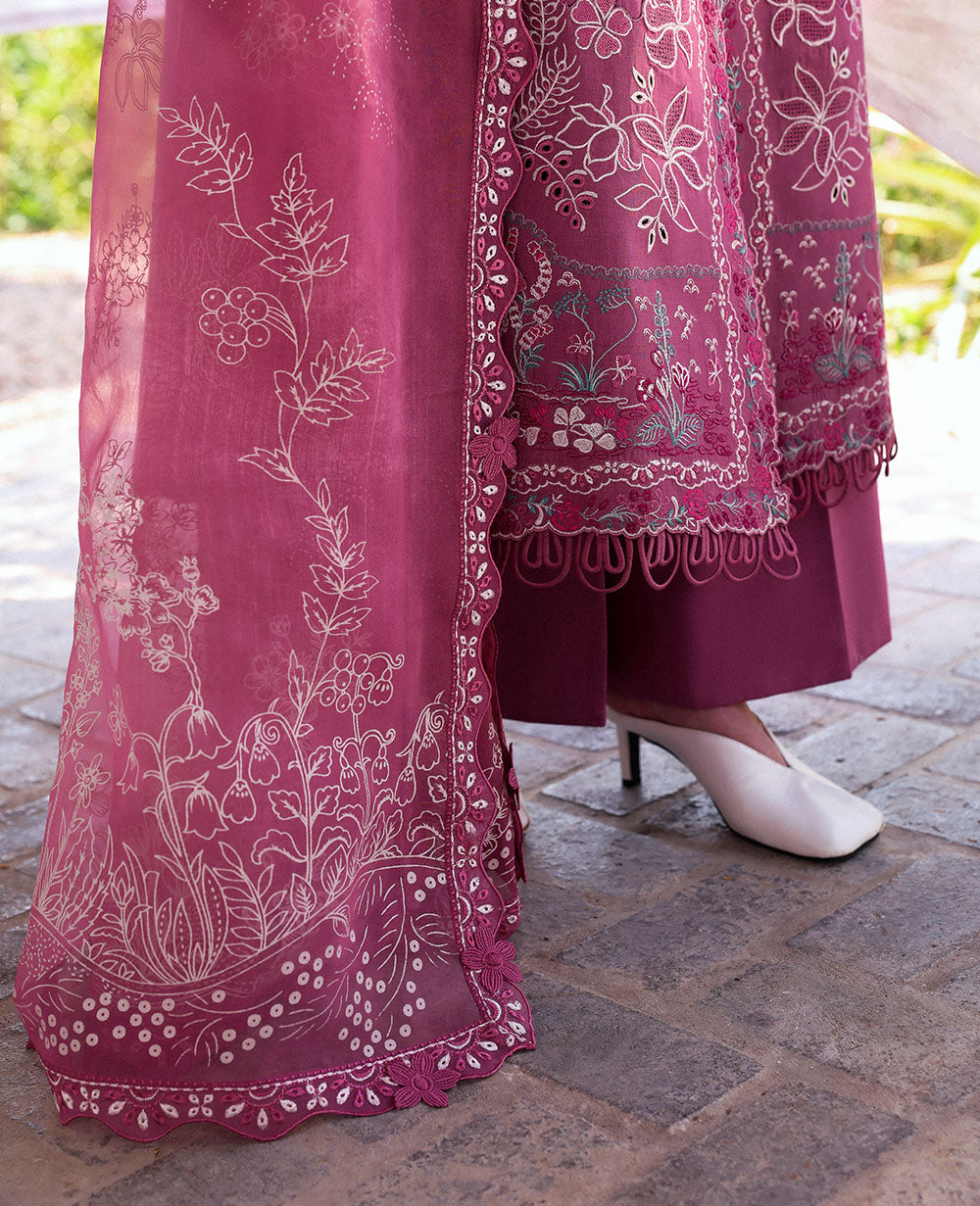 Rose Pink Embroidered Lawn Salwar Kameez (3-Piece) - Image 5