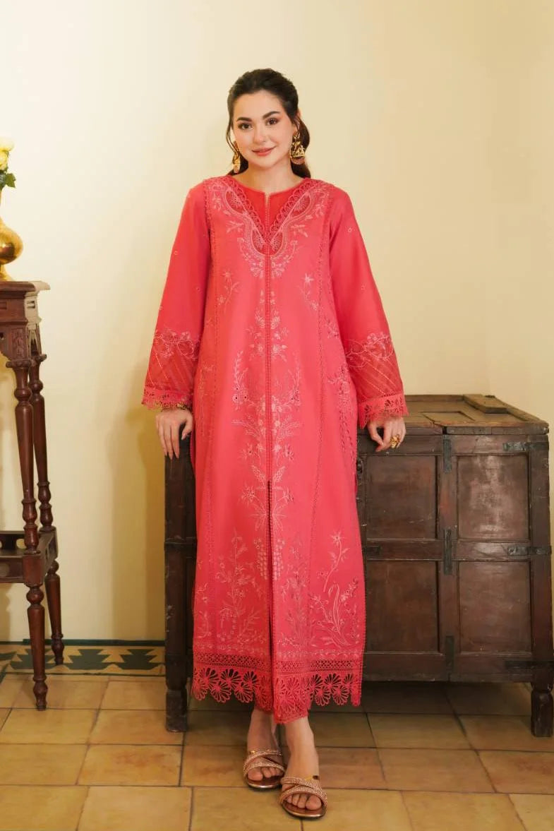 Pakistani Mayfair Pink Embroidered Lawn 3-Piece Suit - Image 1