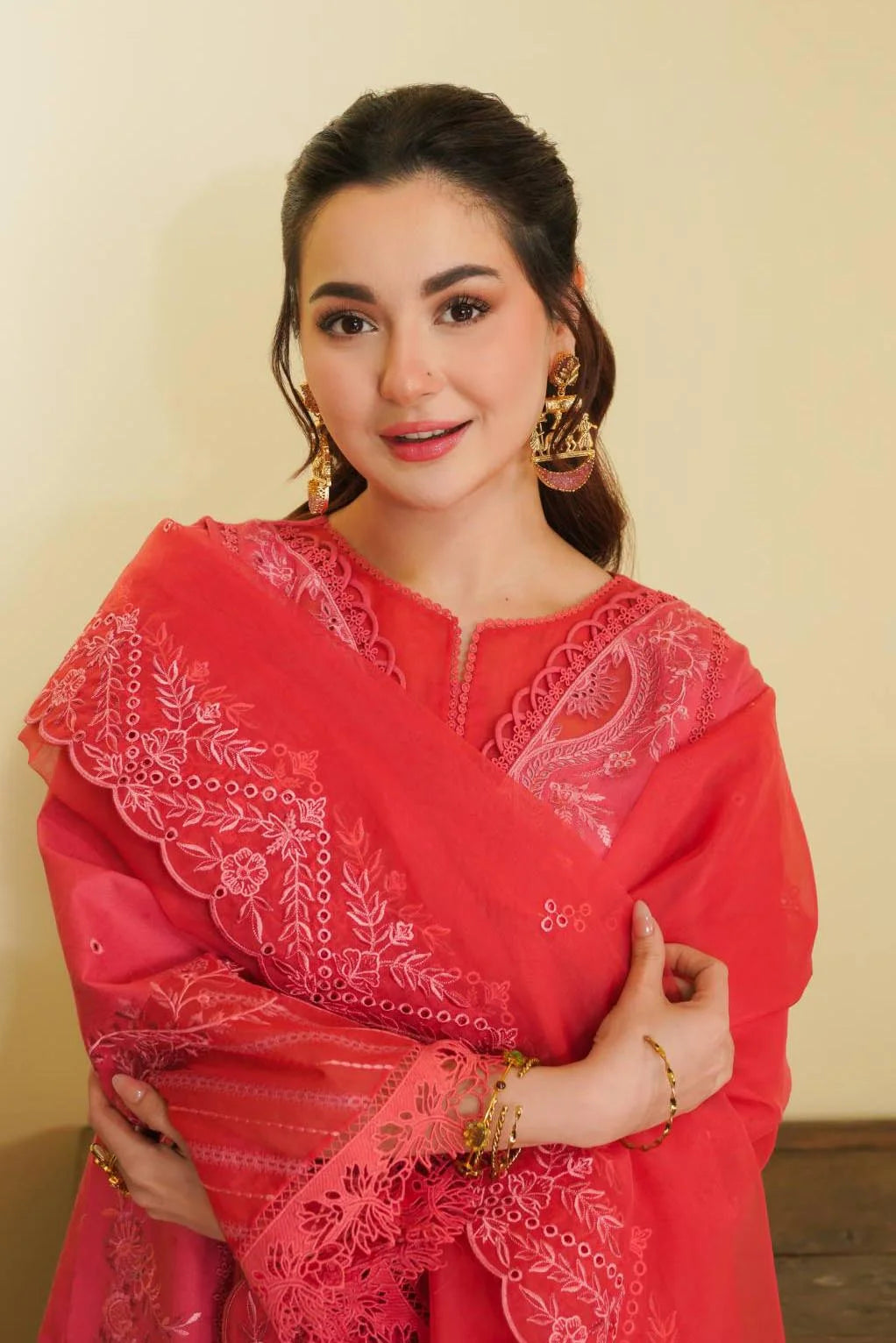 Pakistani Mayfair Pink Embroidered Lawn 3-Piece Suit - Image 2