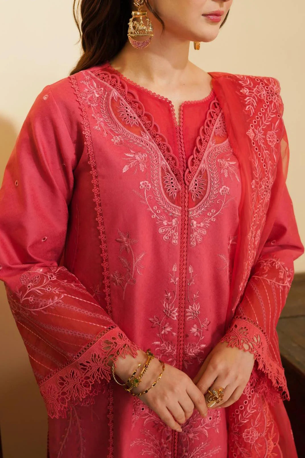 Pakistani Mayfair Pink Embroidered Lawn 3-Piece Suit - Image 3