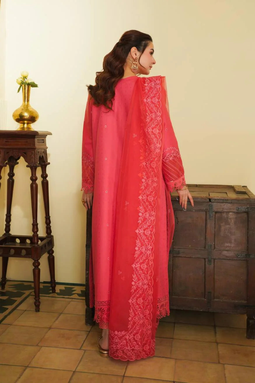 Pakistani Mayfair Pink Embroidered Lawn 3-Piece Suit - Image 4
