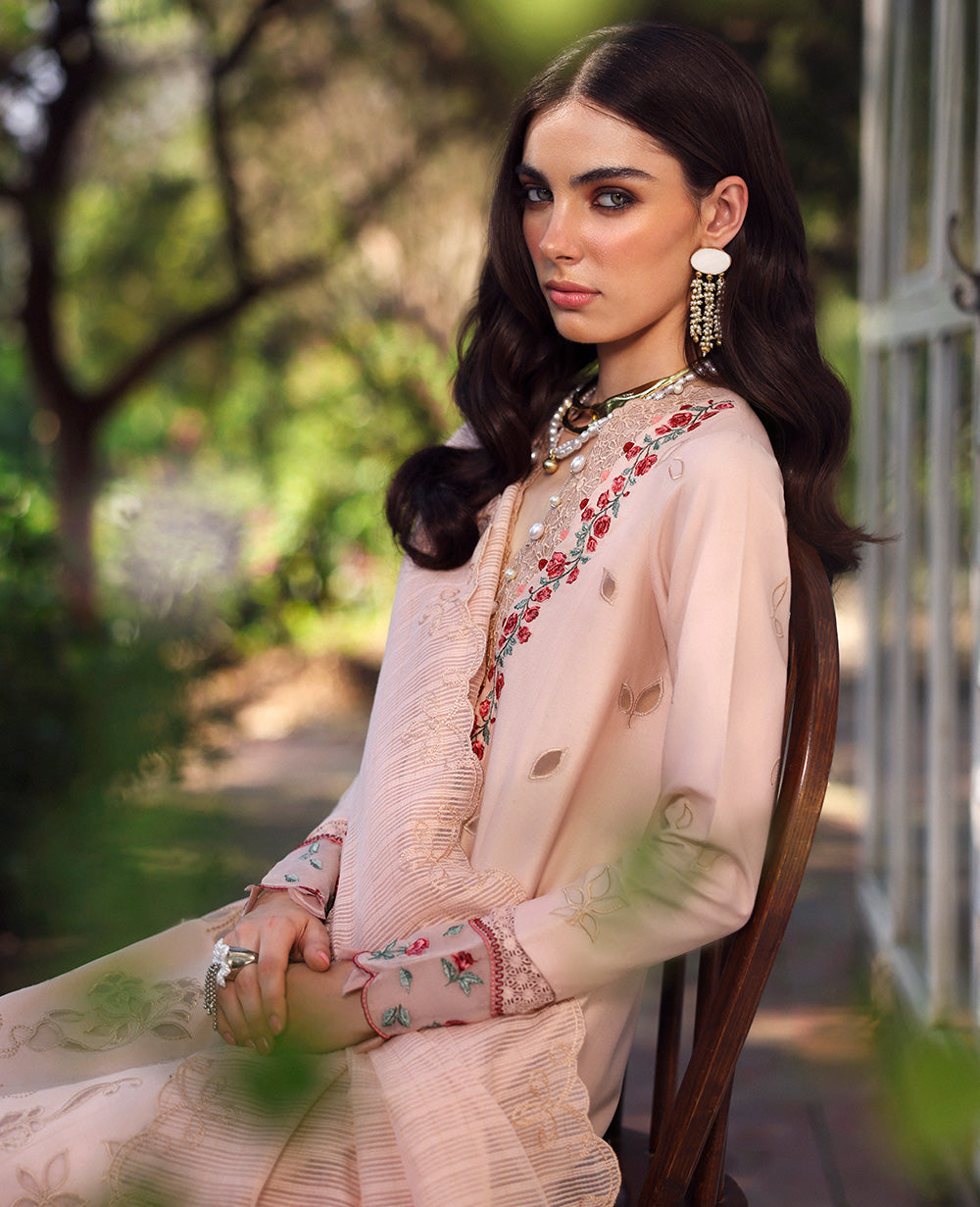 Pakistani Blush Pink Laser-Cut Embroidered Lawn 3-Piece Suit - Image 5