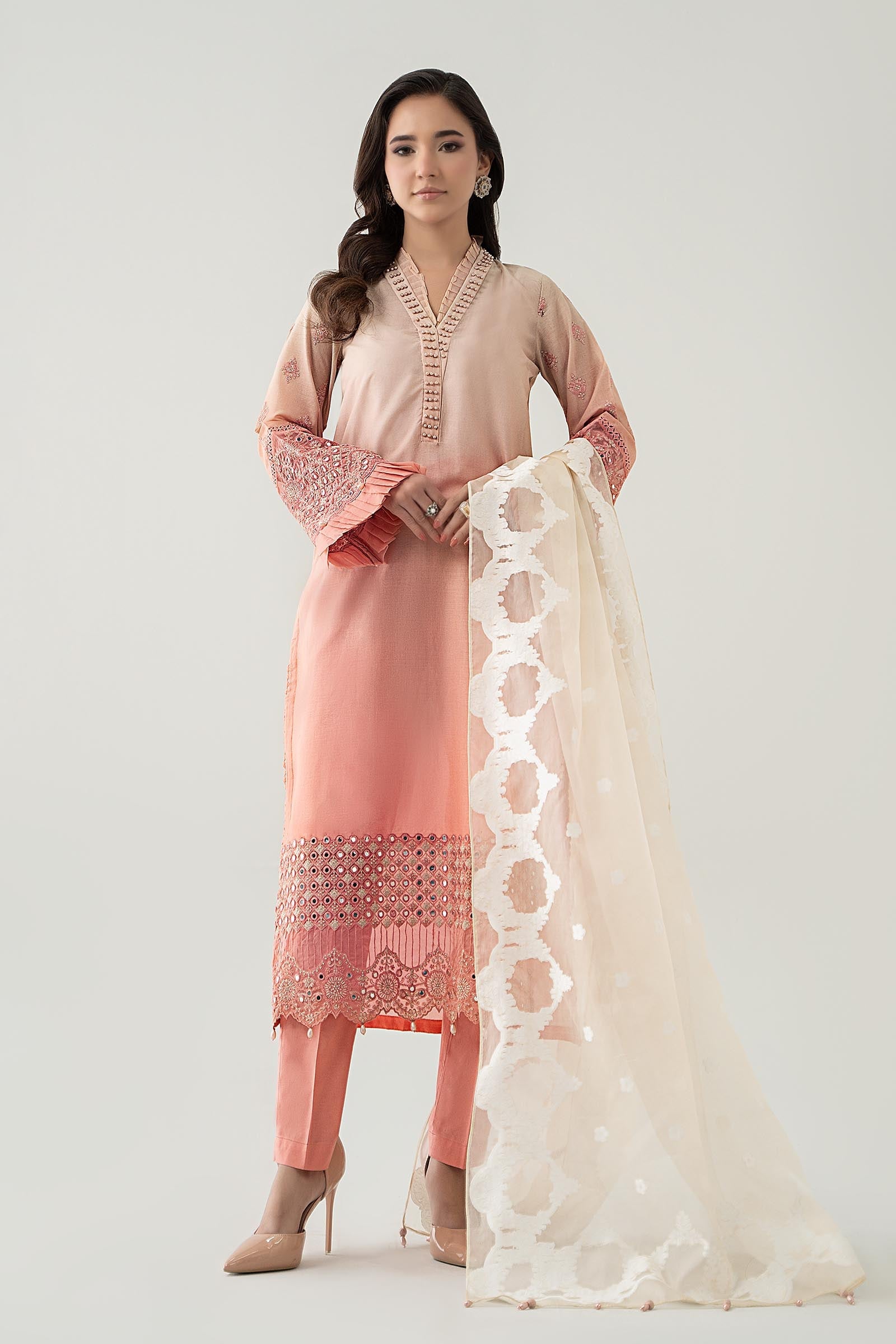 Pink Panni Embroidered Lawn Salwar Kameez (3-Piece) - Image 1