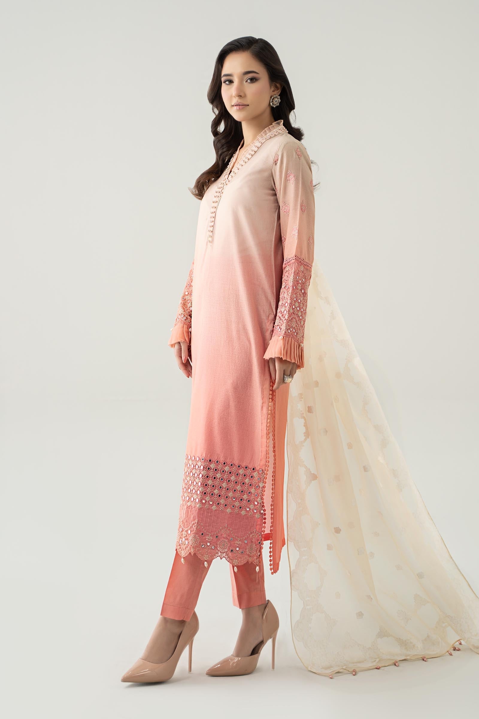 Pink Panni Embroidered Lawn Salwar Kameez (3-Piece) - Image 9