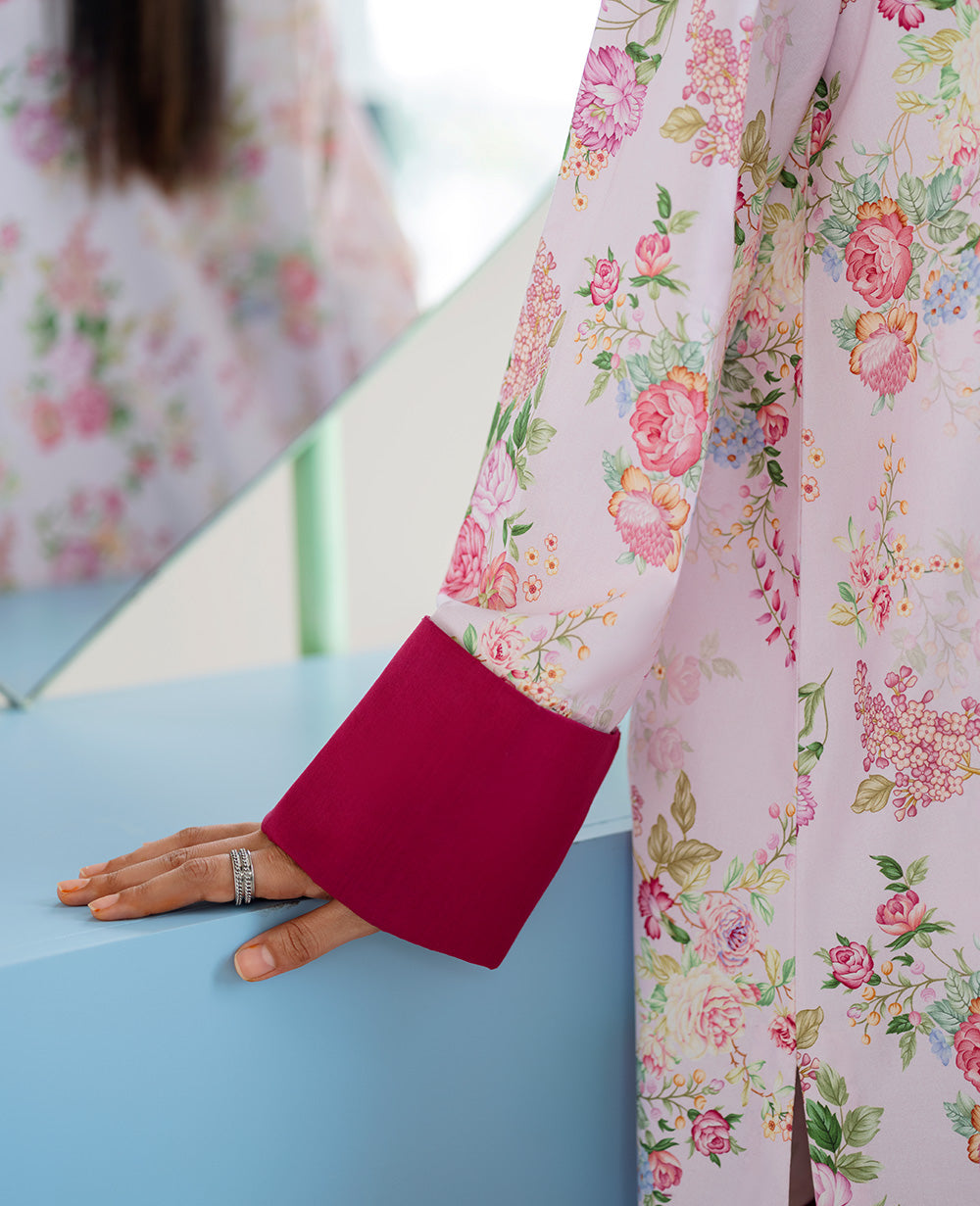 Pakistani Powder Pink Printed Lawn & Cambric 2-Piece Co-ord Set - Image 6