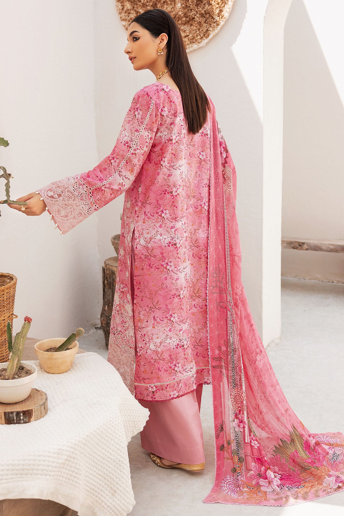 Pink Schiffli Embroidered Lawn 3-Piece Suit - Image 5