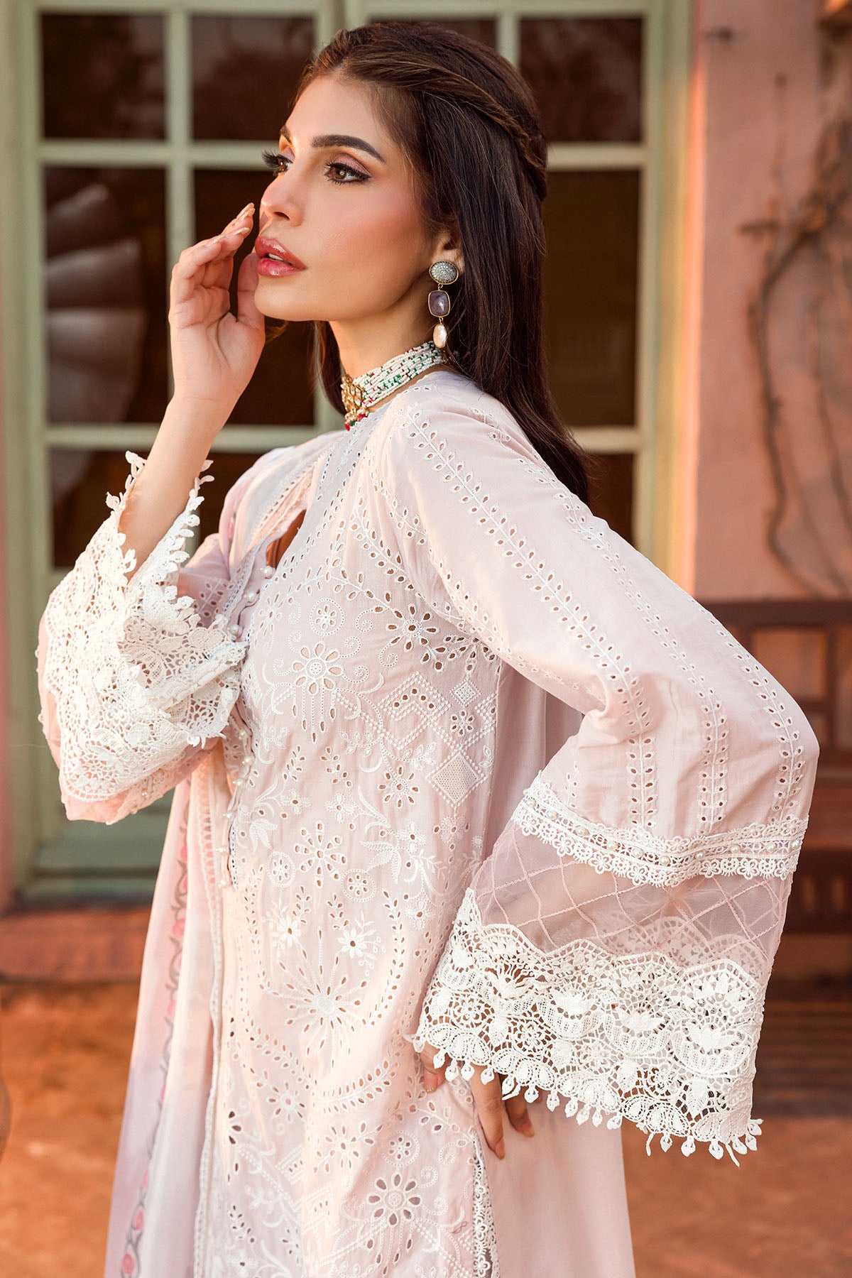 Soft Pink Schiffli Embroidered Lawn 3-Piece Suit - Image 2