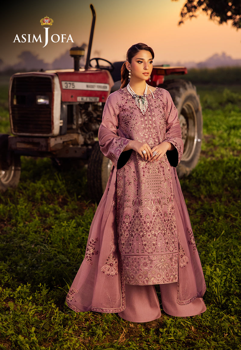 Tea Pink Embroidered Lawn & Chiffon 3-Piece Suit - Image 1