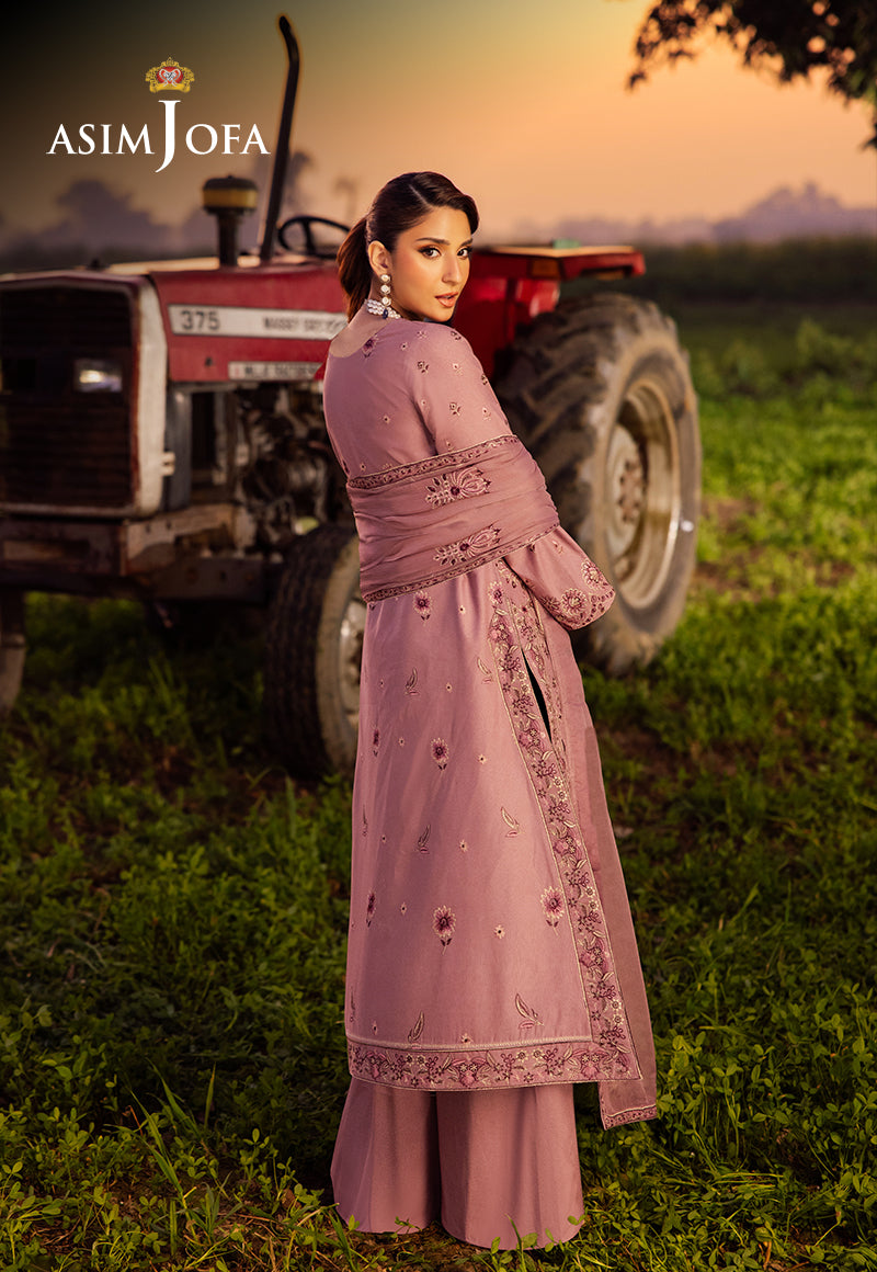 Tea Pink Embroidered Lawn & Chiffon 3-Piece Suit - Image 2