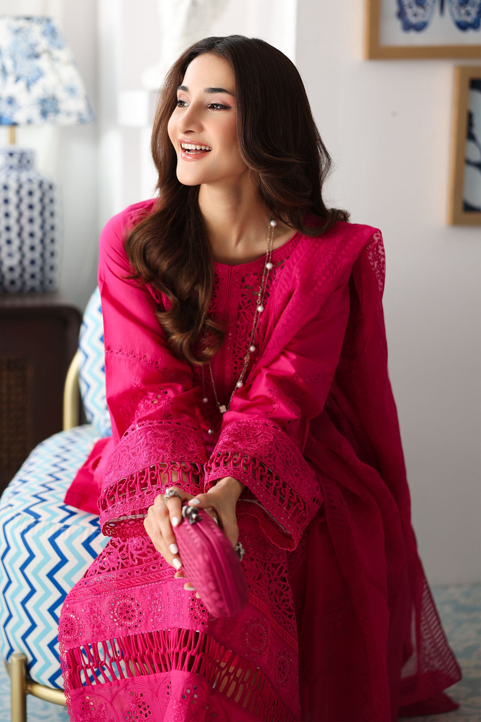 Pink Embroidered Lawn 3-Piece Salwar Kameez - Image 5