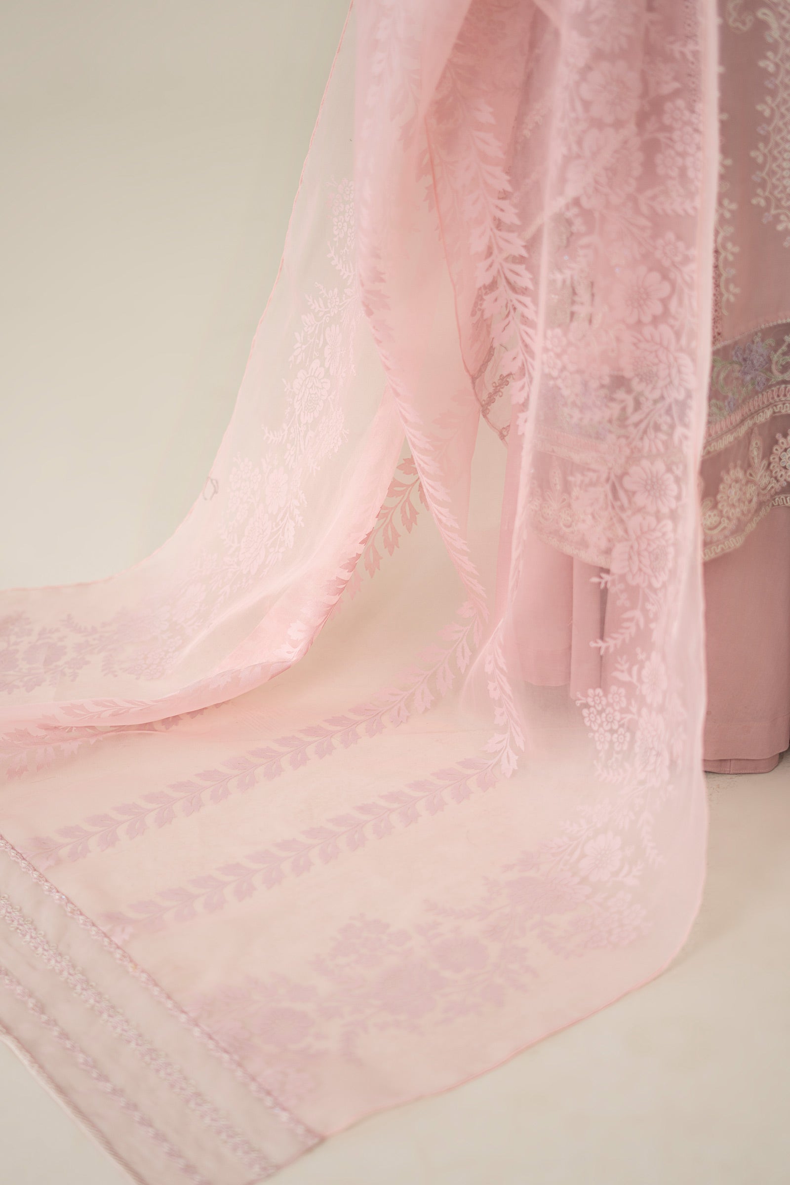 Pink Embroidered Lawn Straight-Cut Suit (3-Piece) - Image 5