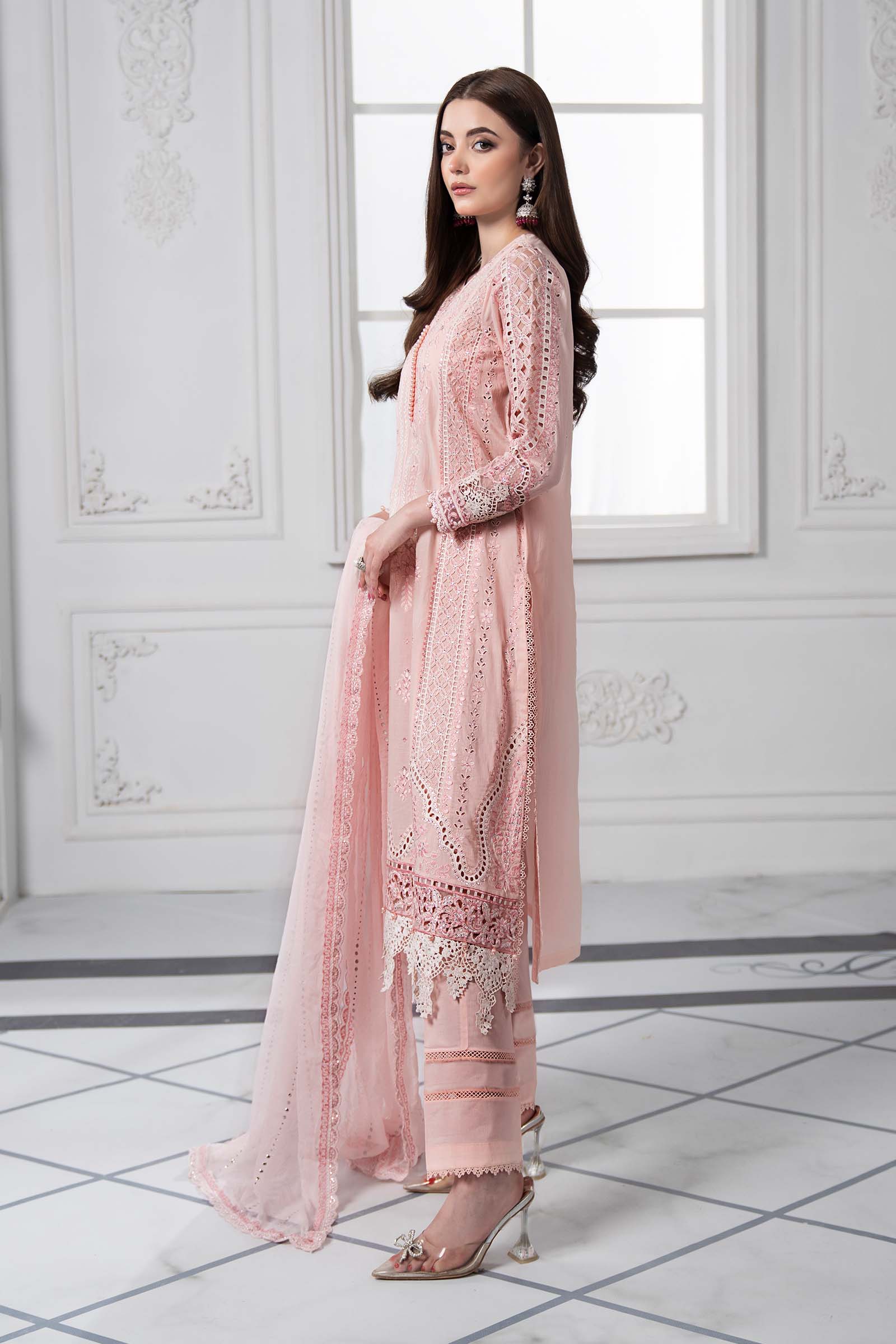 Powder Pink Embroidered Lawn Straight-Cut Suit (3-Piece) - Image 6