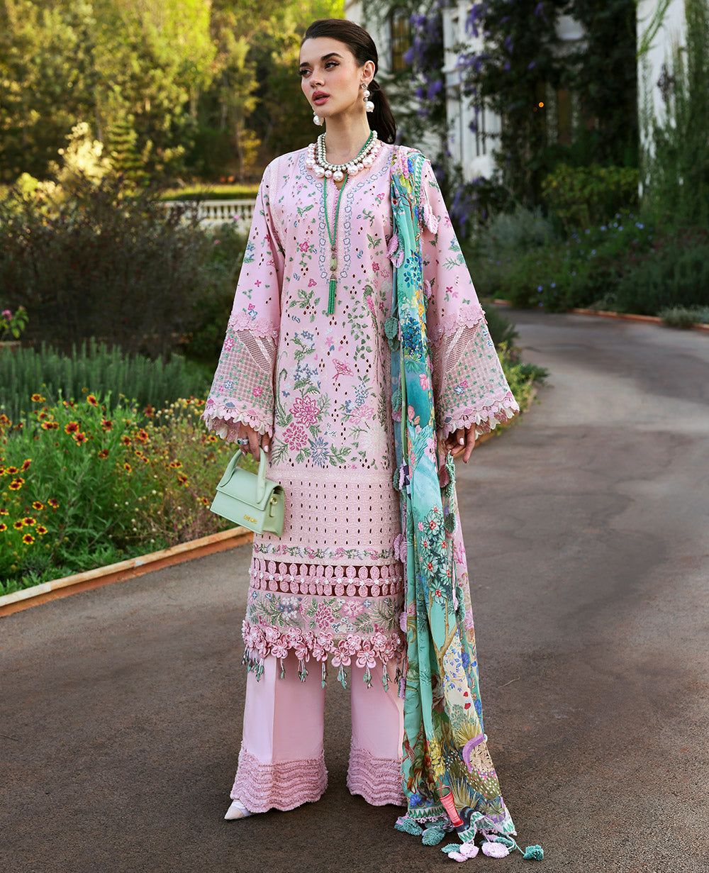 Powder Pink Embroidered Lawn 3-Piece Suit - Image 2