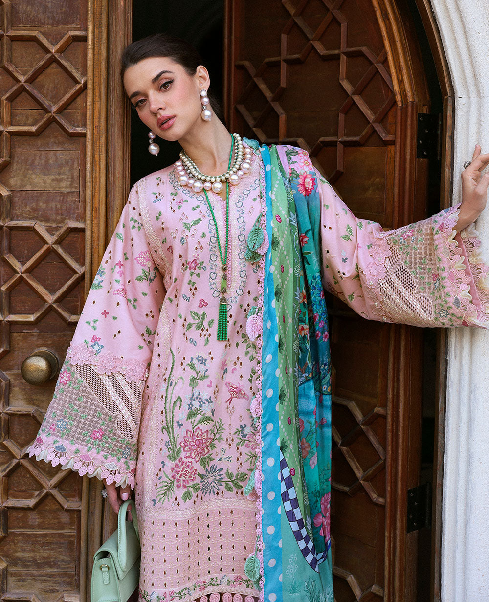 Powder Pink Embroidered Lawn 3-Piece Suit - Image 3