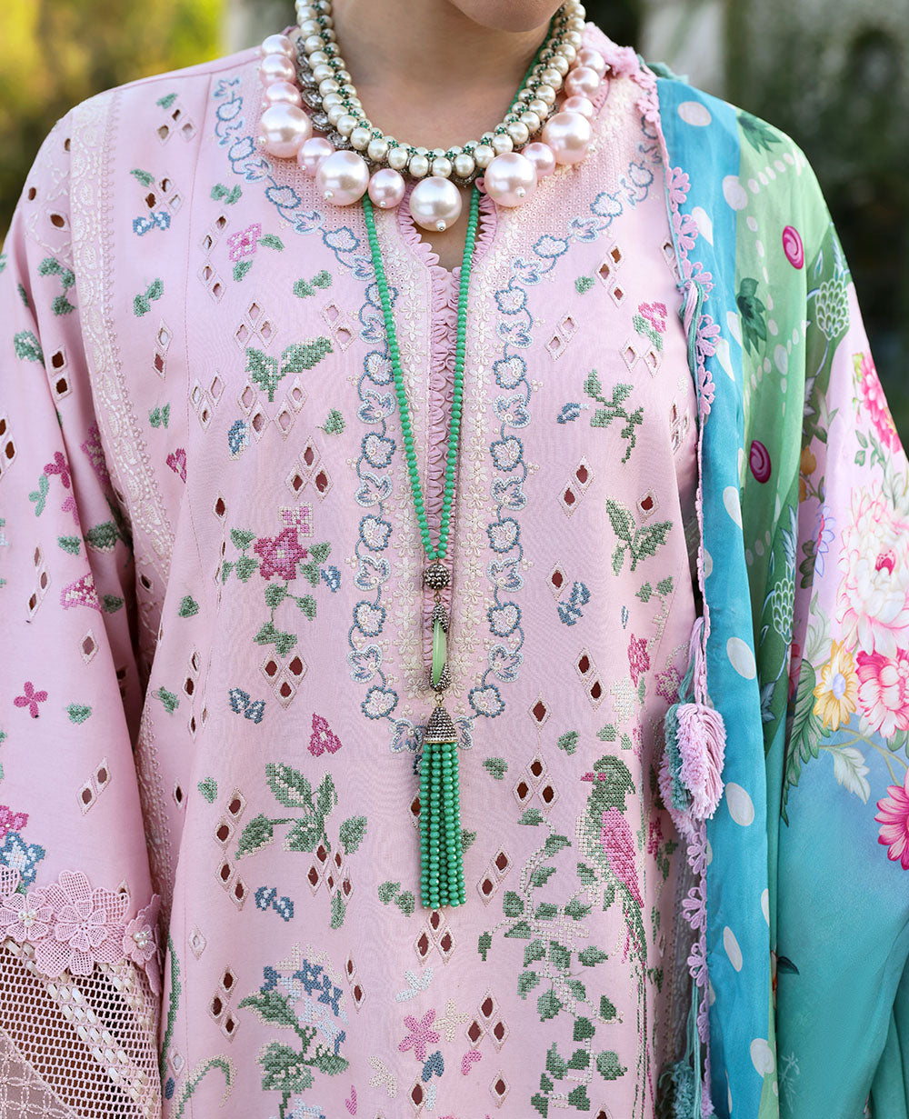 Powder Pink Embroidered Lawn 3-Piece Suit - Image 5