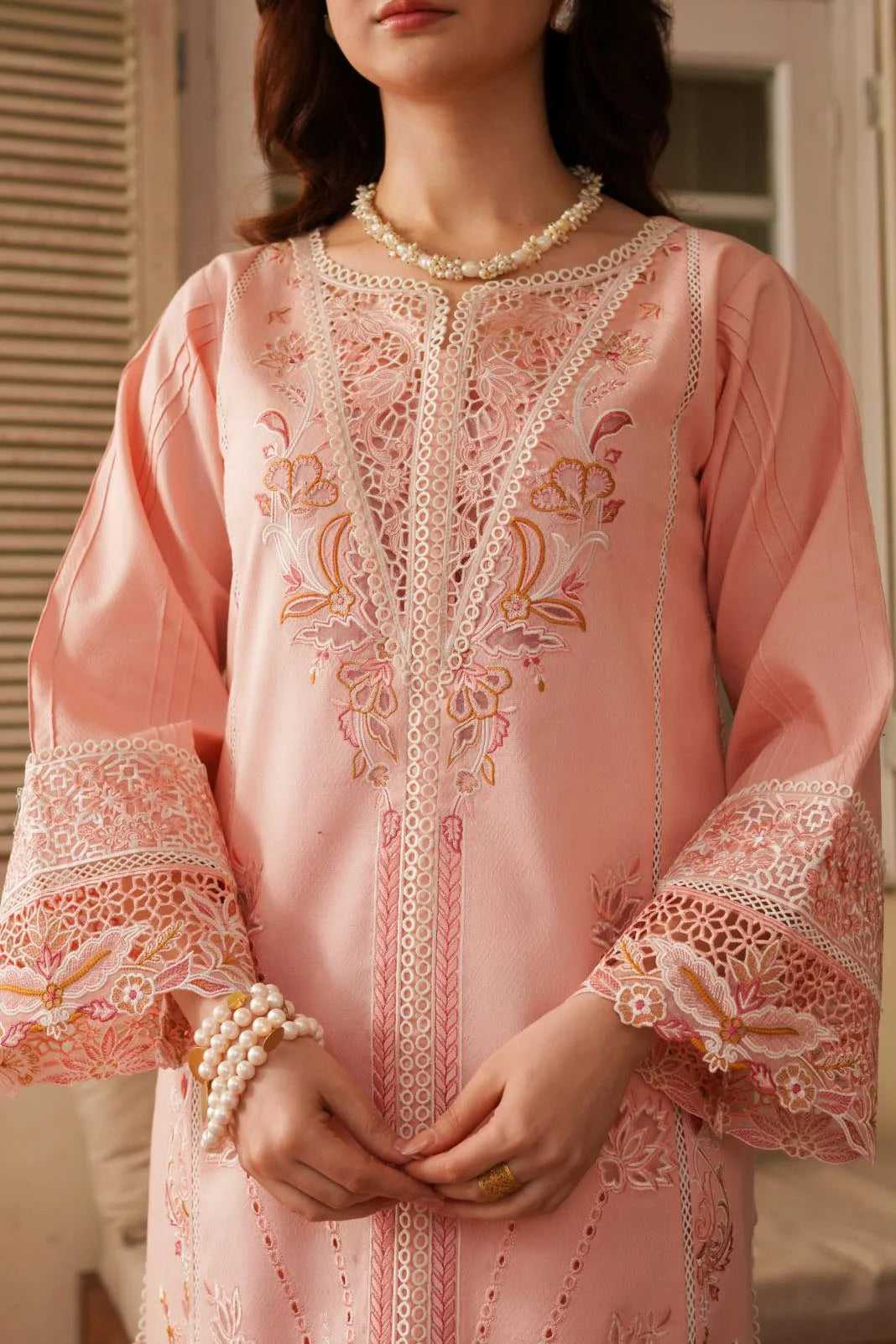 Sicily Pink Embroidered Lawn & Organza 3-Piece - Image 2